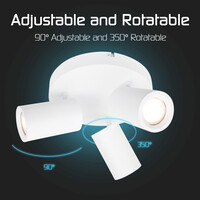 Ledvion LED Ceiling Spotlight With 3 Lights - GU10 - Dimmable - Adjustable - White - Round