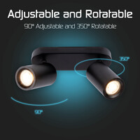 Ledvion LED Ceiling Spotlight With 2 Lights - GU10 - Dimmable - Adjustable - Black