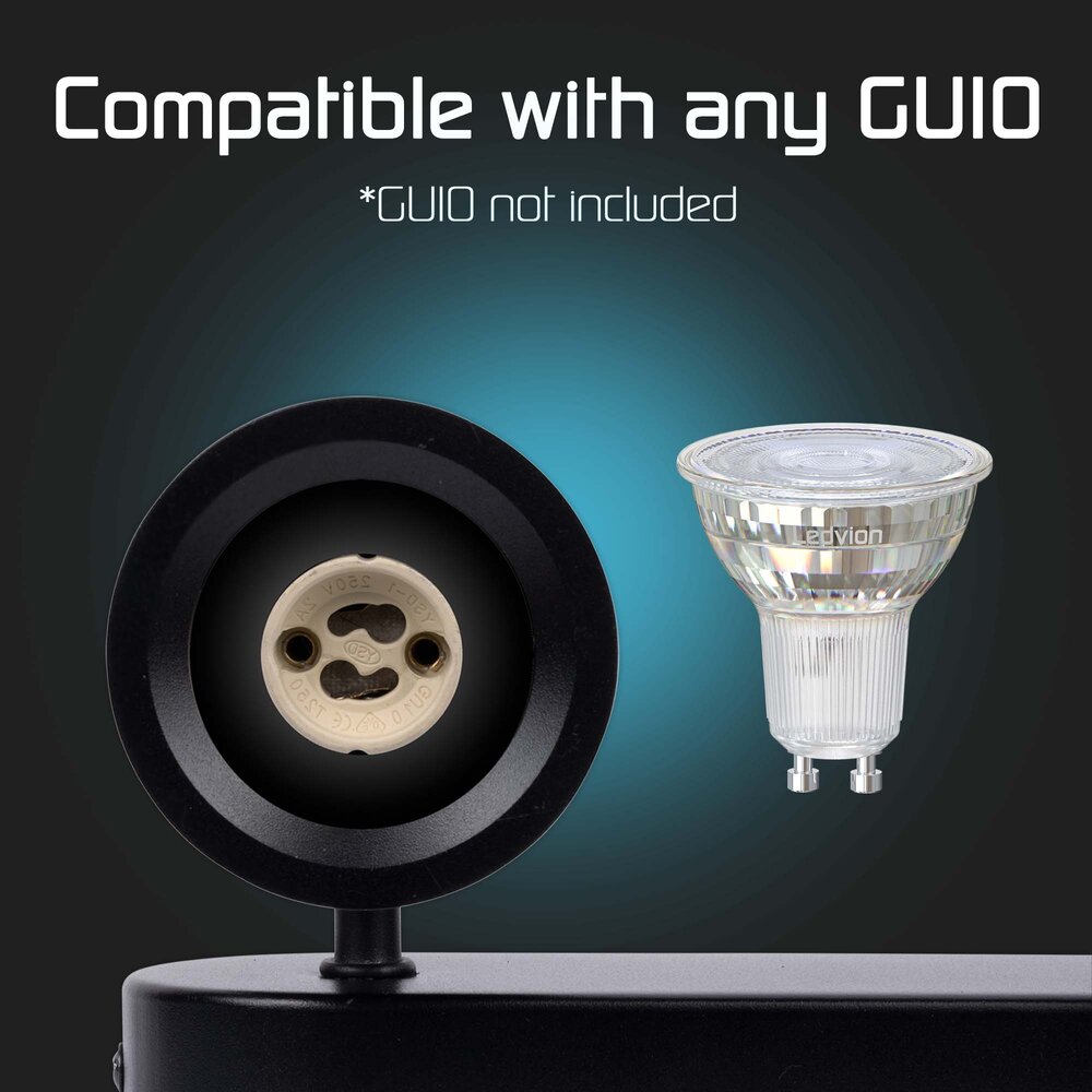 Ledvion LED Ceiling Spotlight With 2 Lights - GU10 - Dimmable - Adjustable - Black