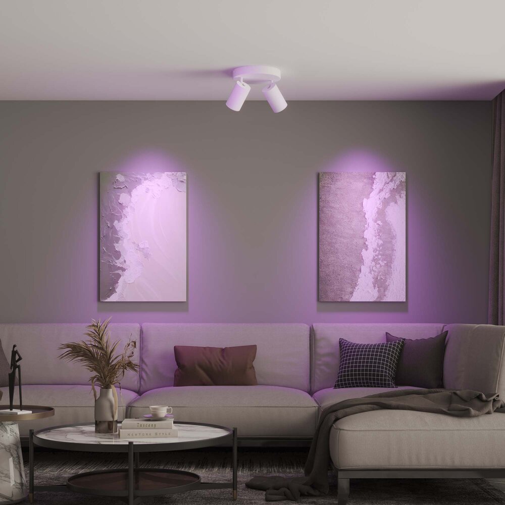 Ledvion Smart LED Ceiling Spotlight With 2 Lights - 4.9W - RGB+CCT - Dimmable - Adjustable - White - Round