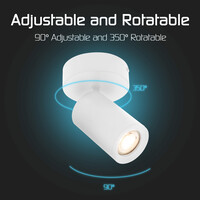 Ledvion LED Single Ceiling Spotlight - GU10 - Dimmable - Adjustable - White - Round