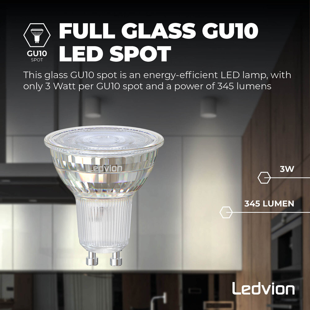Ledvion Dimmable GU10 LED Bulb - 3W - 2700K - Warm White - 345 Lumen