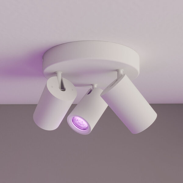 Ledvion Smart LED Ceiling Spotlight With 3 Lights - 4.9W - RGB+CCT - Dimmable - Adjustable - White - Round