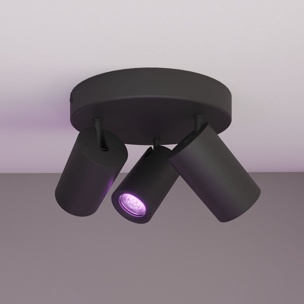Ledvion Smart LED Ceiling Spotlight With 3 Lights - 4.9W - RGB+CCT - Dimmable - Adjustable - Black - Round