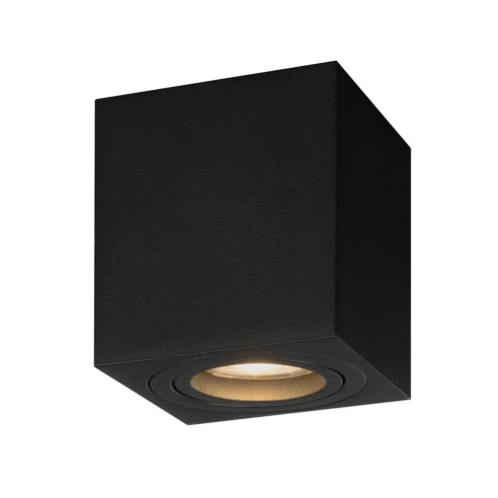 Ledvion LED Single Ceiling Spotlight - GU10 - Dimmable - Adjustable - Modern - Square - Surface Mount Downlight - Black