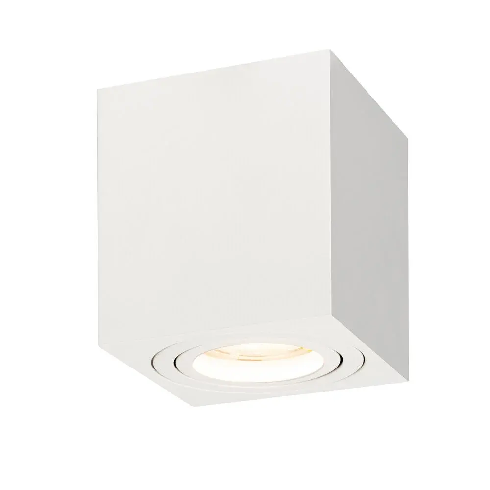 Ledvion LED Single Ceiling Spotlight - GU10 - Dimmable - Adjustable - Modern - Square - Surface Mount Downlight - White