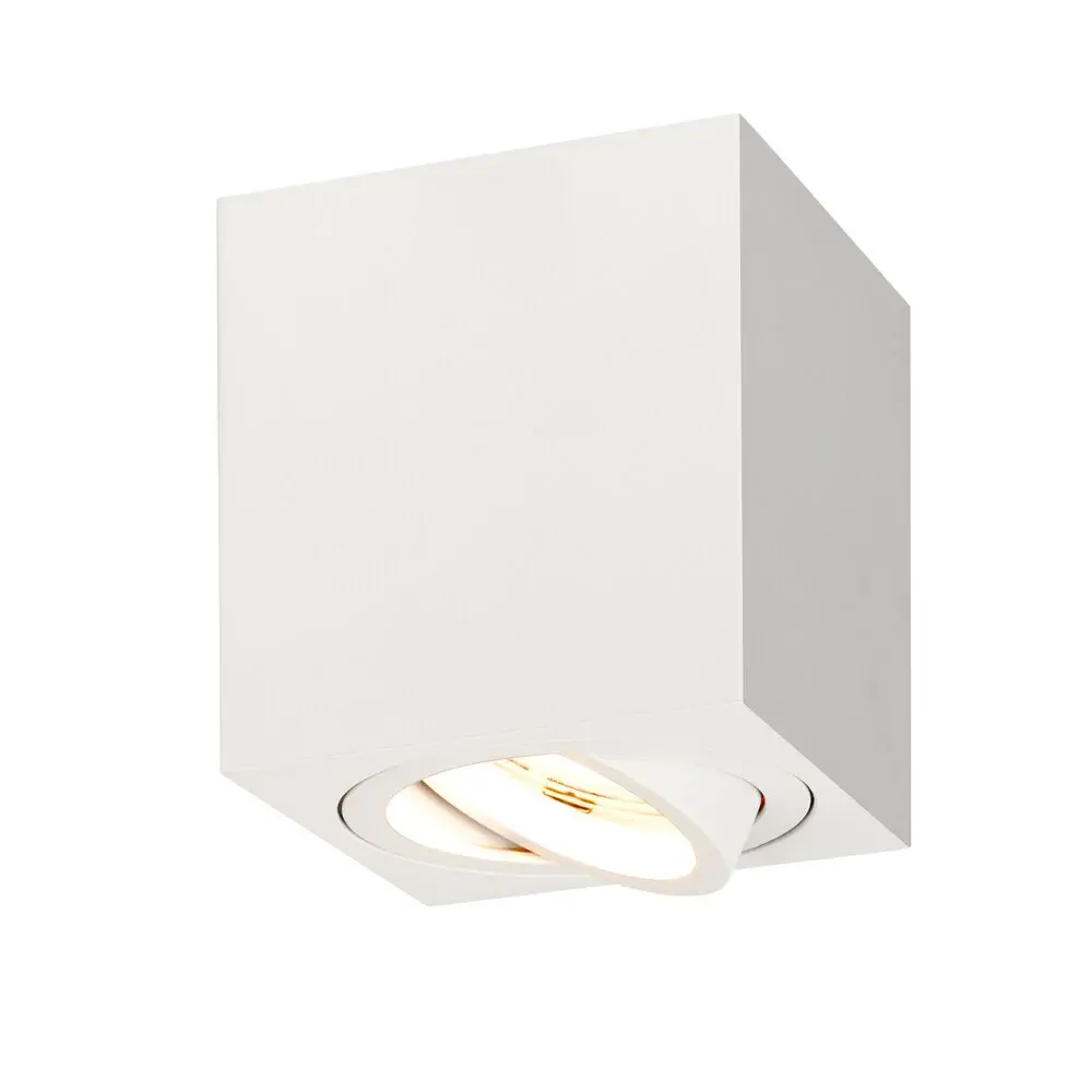 Ledvion LED Single Ceiling Spotlight - GU10 - Dimmable - Adjustable - Modern - Square - Surface Mount Downlight - White
