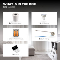 Ledvion 2x LED Single Ceiling Spotlight - 3W - Warm White - Dimmable - Adjustable - Modern - Round - Surface Mount Downlight - White