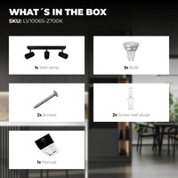 Ledvion LED Ceiling Spotlight With 3 Lights - 3W - Warm Black - Dimmable - Adjustable - Black - Rectangular