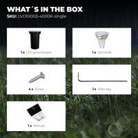 Ledvion LED Outdoor Ground Light GU10 - IP67 Waterproof - 3W - 4000K - Stainless Steel - Recessed Floor Light for Exterior / Garden / Landscape Use
