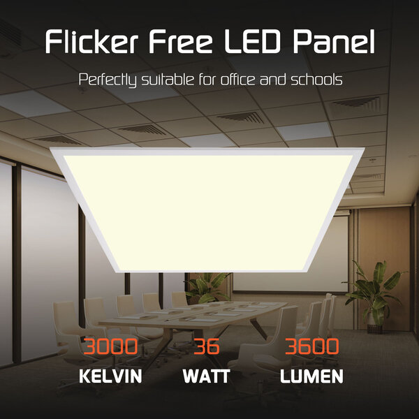 Ledvion 6x LED Panel 60x60 - 36W - 100 Lm/W - 3000K - Flicker Free - UGR <22 - 3 Year Warranty