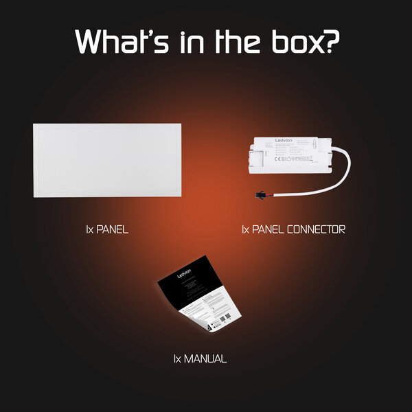Ledvion Lumileds LED Panel 60x30 - 20W - 125 Lm/W - 6500K - 5 Years Warranty