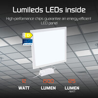 Ledvion Lumileds LED Panel 30x30 - 12W - 125 Lm/W - 6500K - 5 Years Warranty - Incl. Dimmable LED Driver