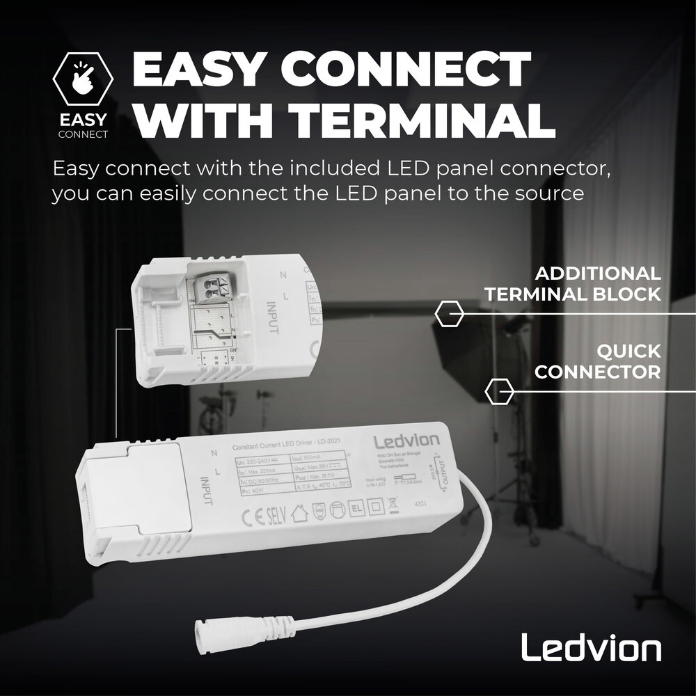 Ledvion Lumileds LED Panel 30x120 - 36W - 6500K - 125 lm/W - UGR <22 - 5 Year Warranty - Incl. Dimmable LED Driver