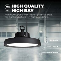 Ledvion High Bay LED lamp 80W with Sensor – Energy Class A - 120° - 192lm/W - 6000K - IP65 - Dimmable - 5 Year Warranty
