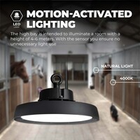 Ledvion High Bay LED lamp 80W with Sensor – Energy Class A - 120° - 192lm/W - 4000K - IP65 - Dimmable - 5 Year Warranty