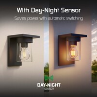 Ledvion LED Wall Light with Sensor - IP44 - E27 Fitting - Black