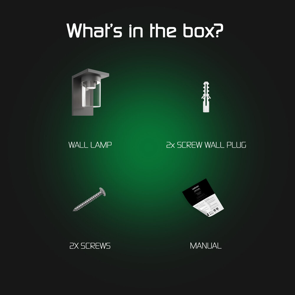 Ledvion LED Wall Light with Sensor - IP44 - E27 Fitting - Black