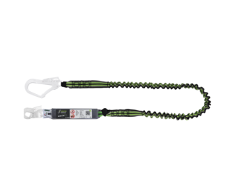 Verbindungsmittel aus elastischem Gurtband mit Falldämpfer 2 m mit Karabiner