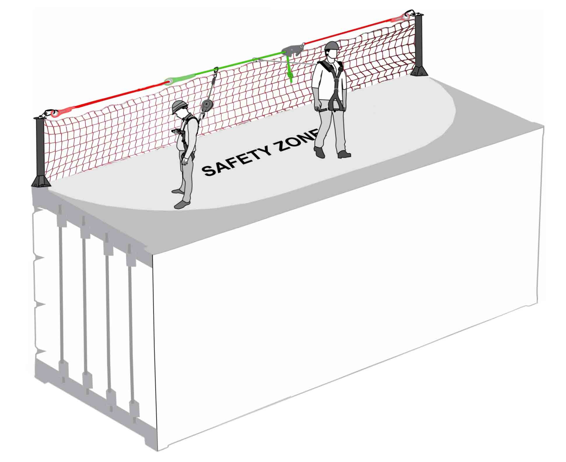POST LINE - Horizontale temporäre Seilsicherung für 2 Personen, max. Länge 14 m, für ISO-Container