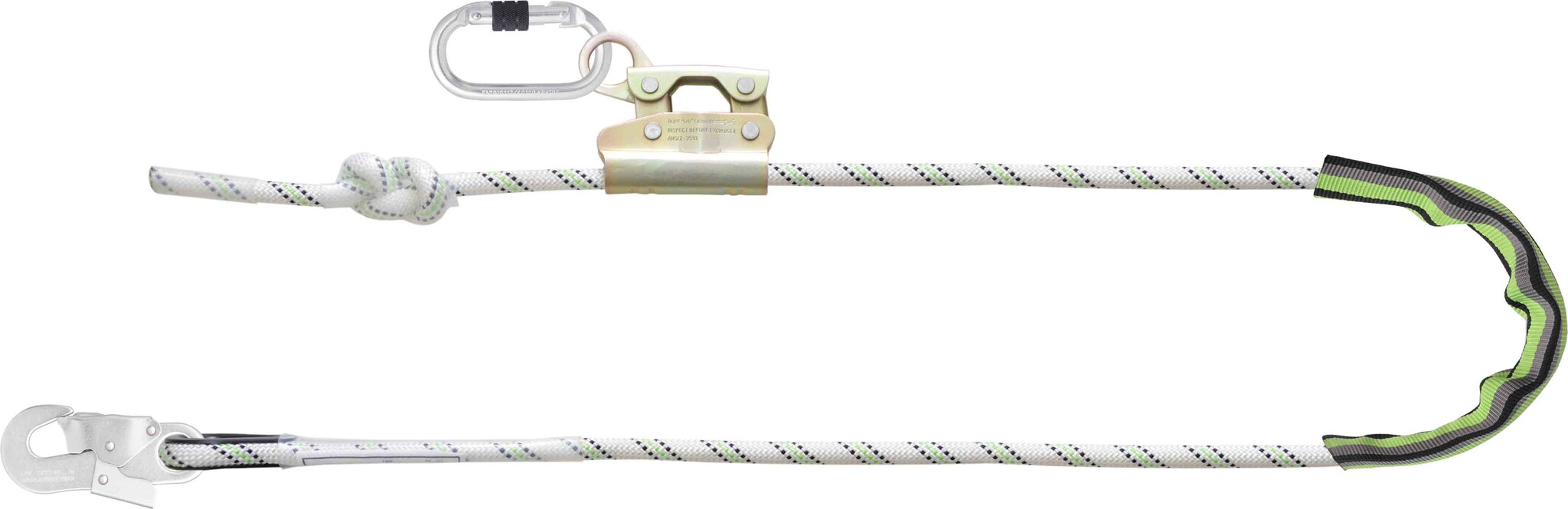 Verbindungsmittel aus Kernmantelseil zur Arbeitsplatzpositionierung mit Seilkürzer maximale Länge 4m