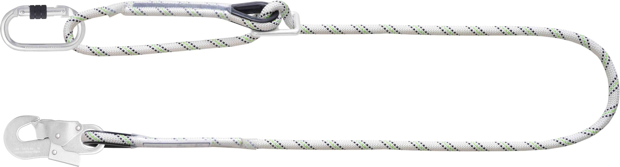 Verbindungsmittel aus Kernmantelseil zur Arbeitsplatzpositionierung mit Kürzungsschnalle