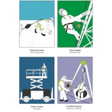 2-Punkt-Gurtzeug mit orangefarbener Warnweste und Schnellverschlüssen