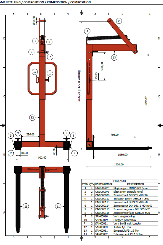 Palettenhaken mit Feder PB20 2000 kg