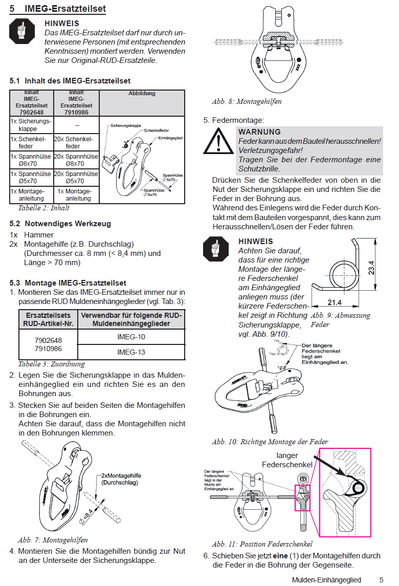 RUD ICE-Mulden-Einhängeglied IMEG- 5 und 10 ton