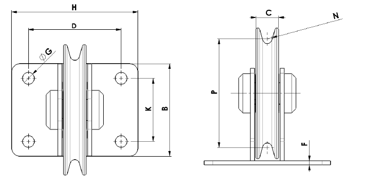 Gebuwin Flaschenzüge | Umlenkrolle | Stehblock 150 kg