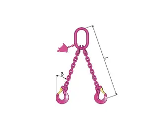 RUD 13mm VIP-Kettengehänge 2-Strang mit Sicherheitshaken VCGH Güteklasse 10  WLL 9,5/6,7 Ton