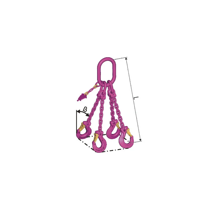 RUD 13mm VIP-Kettengehänge 4-Strang mit Sicherheitshaken VCGH WLL 14,0/10,0 Ton