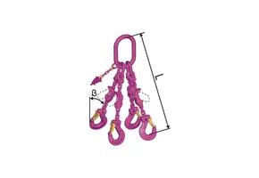 RUD 22mm VIP-Kettengehänge 4-Strang mit Sicherheitshaken VCGH verkürzbar WLL 42,0/30,0 Ton