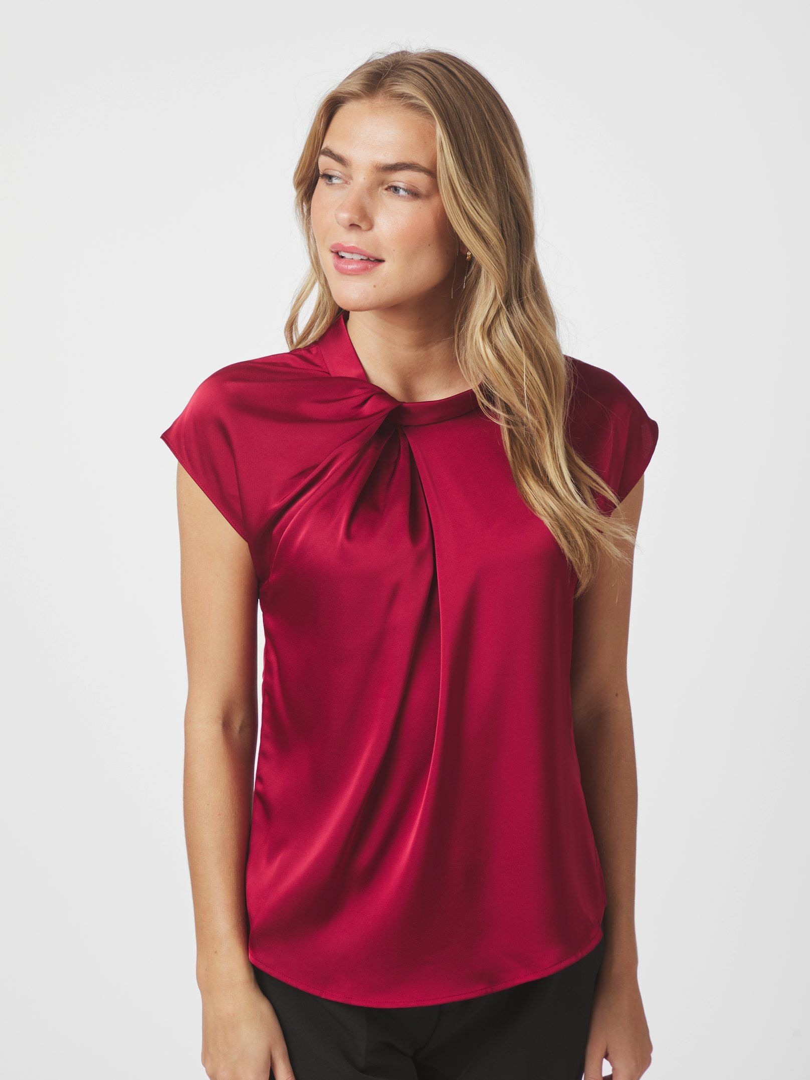 Neo Noir Fleur Drapy Satin Blouse