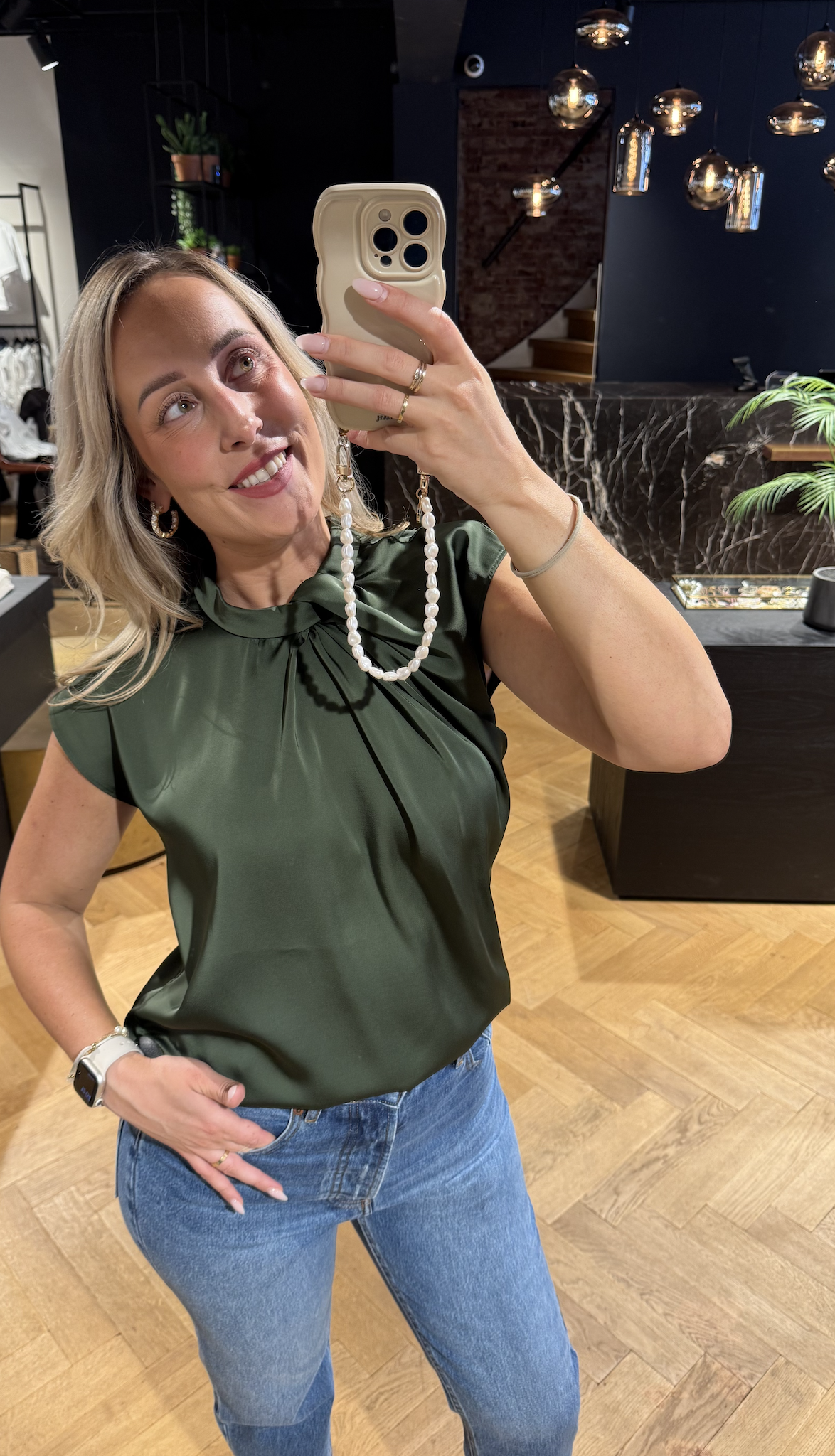 Neo Noir Fleur Drapy Satin Blouse