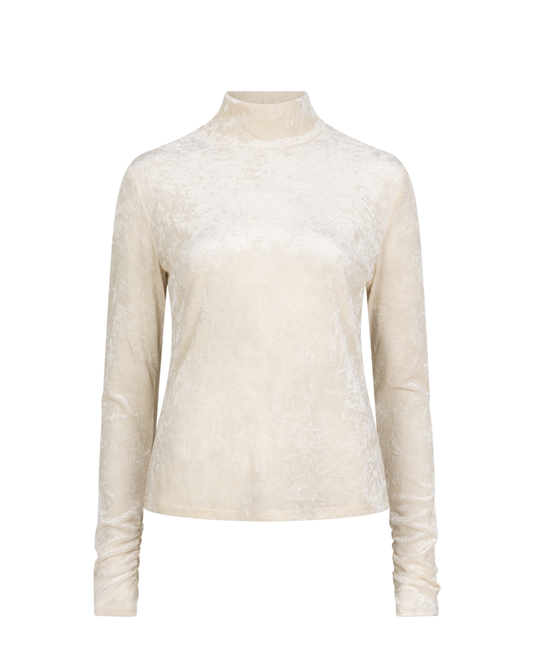 Dante6 Olya Velvet Mesh Top – Beige semi-transparante dames top