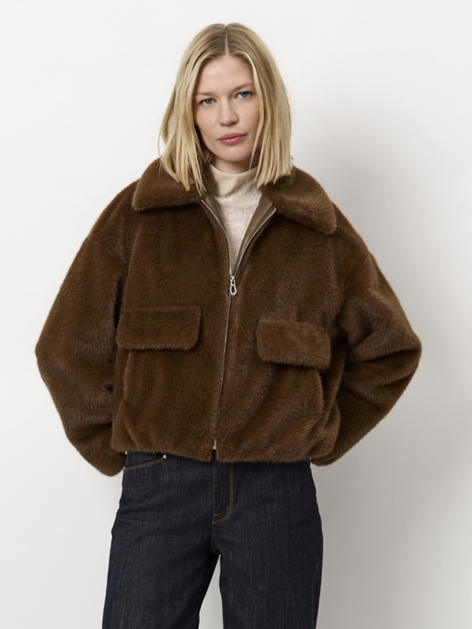 Entity faux fur bomber jacket