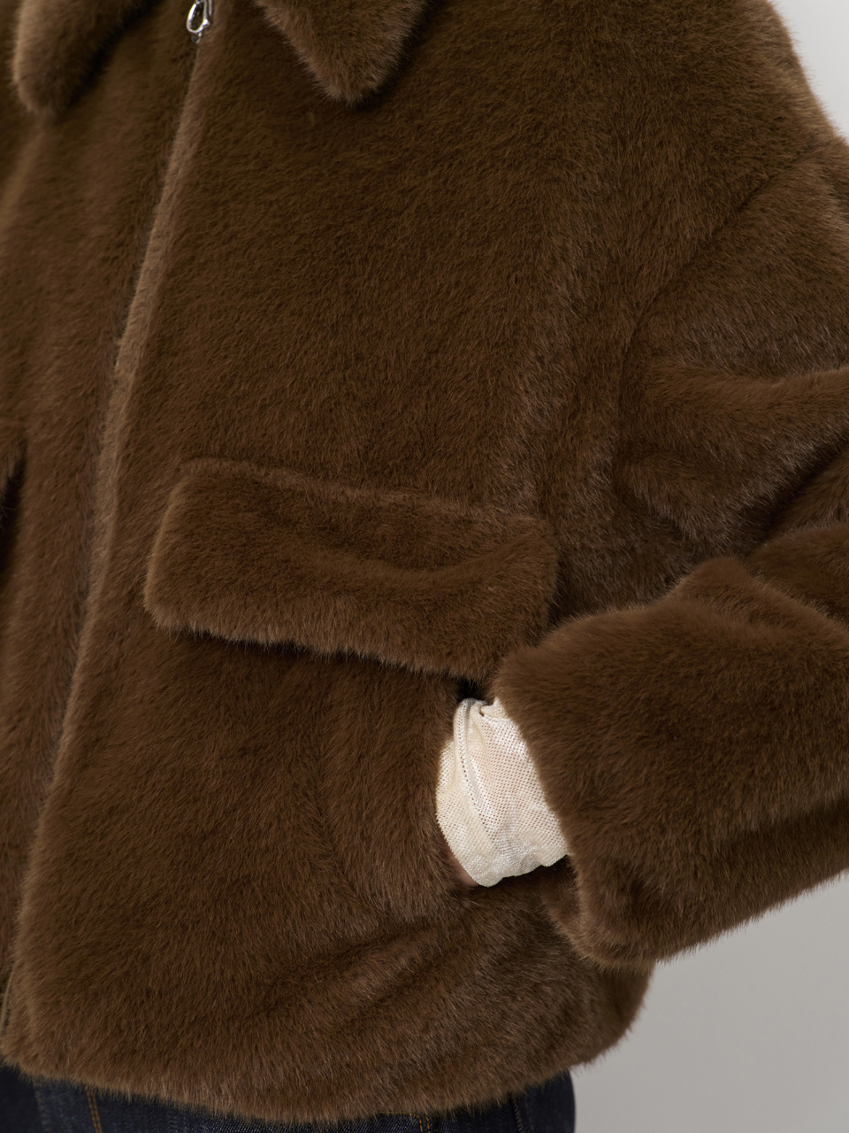 Entity faux fur bomber jacket