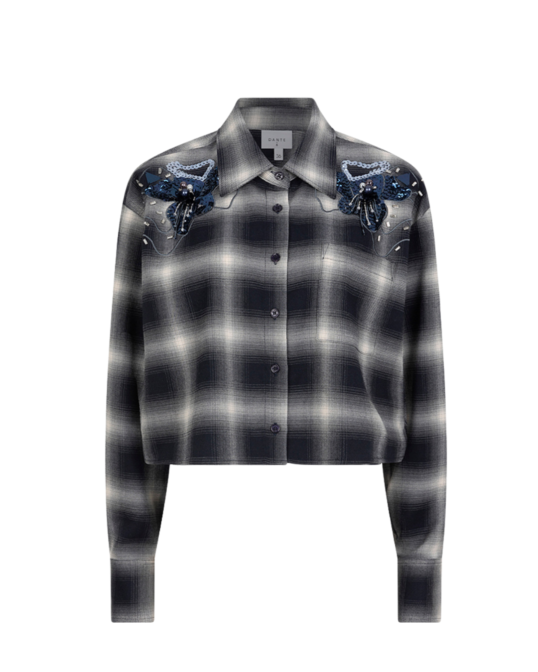 Eason check embellished shirt