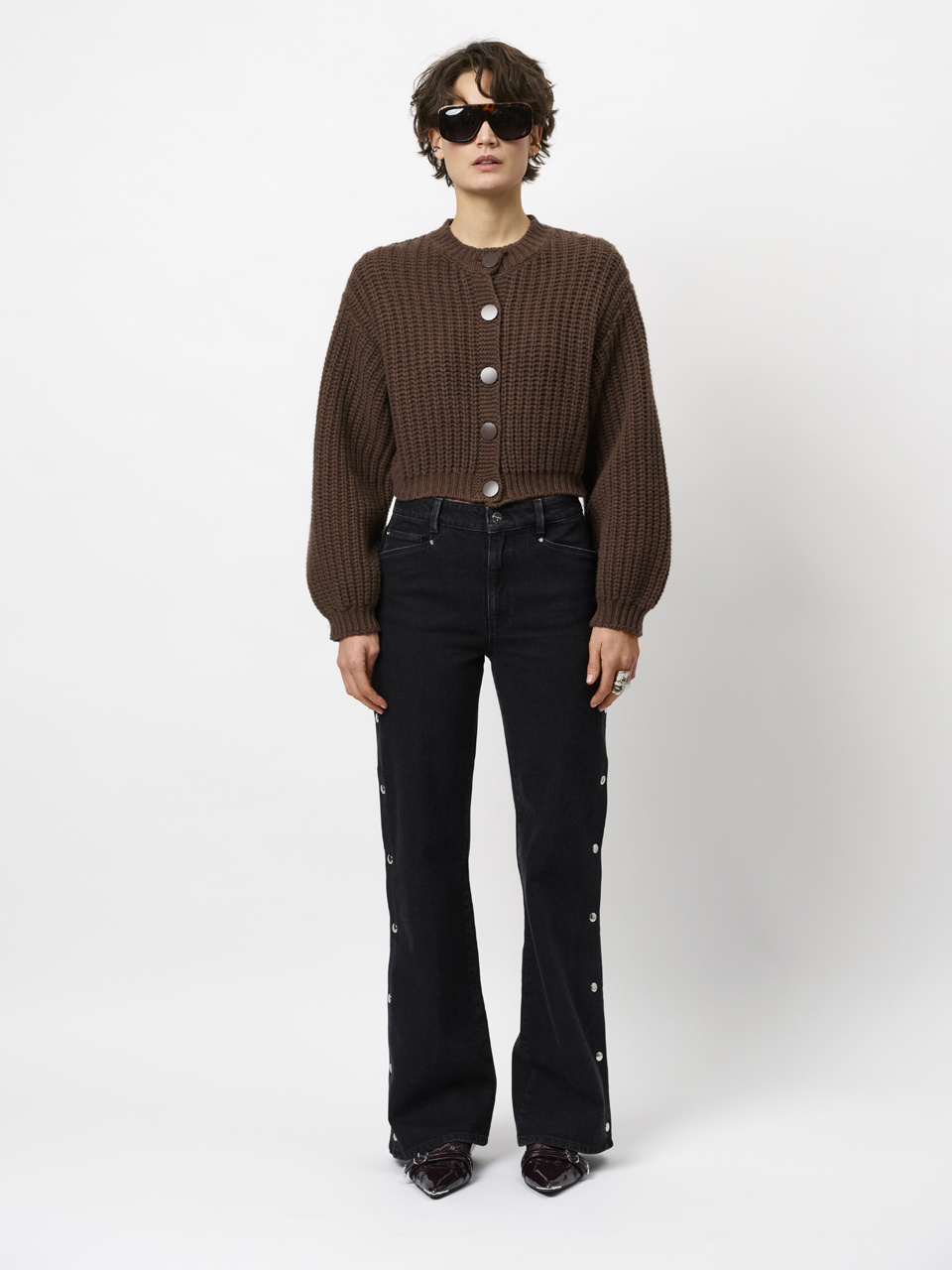 Belvina button up wide leg jeans