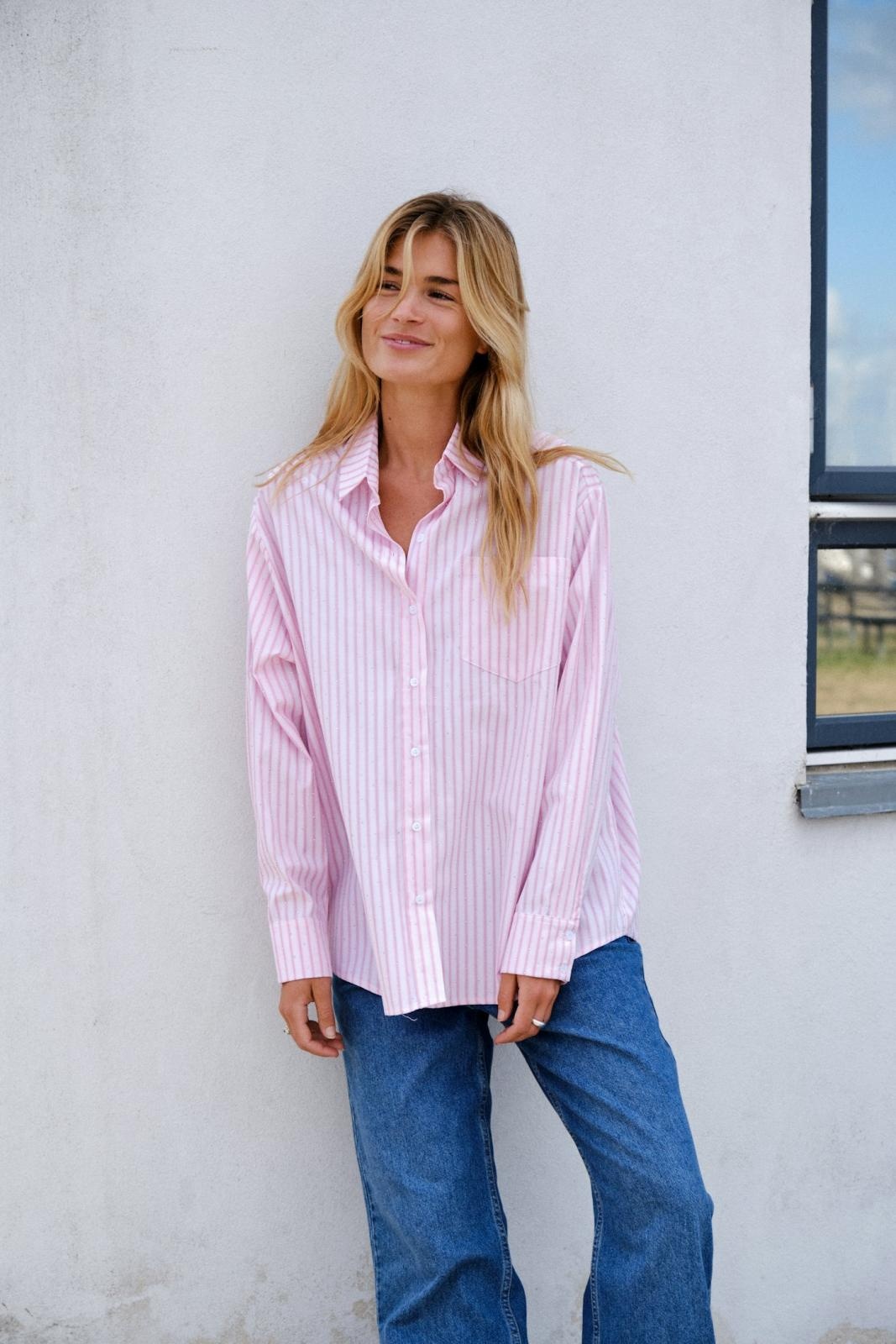 Neo Noir Dalma Soft Stripe Stone Shirt