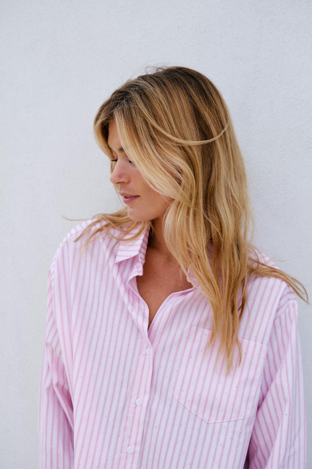 Dalma Soft Stripe Stone Shirt