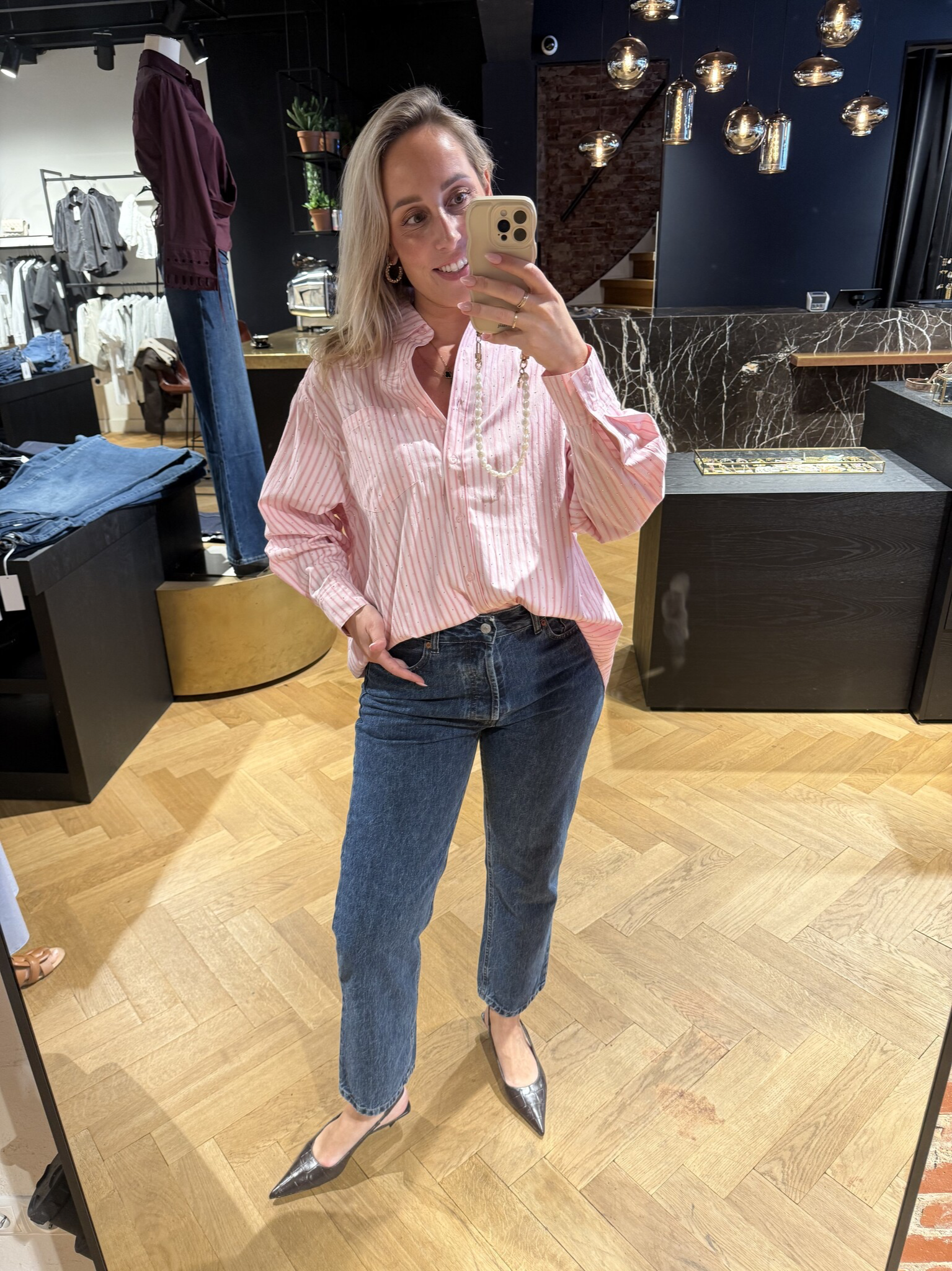 Dalma Soft Stripe Stone Shirt