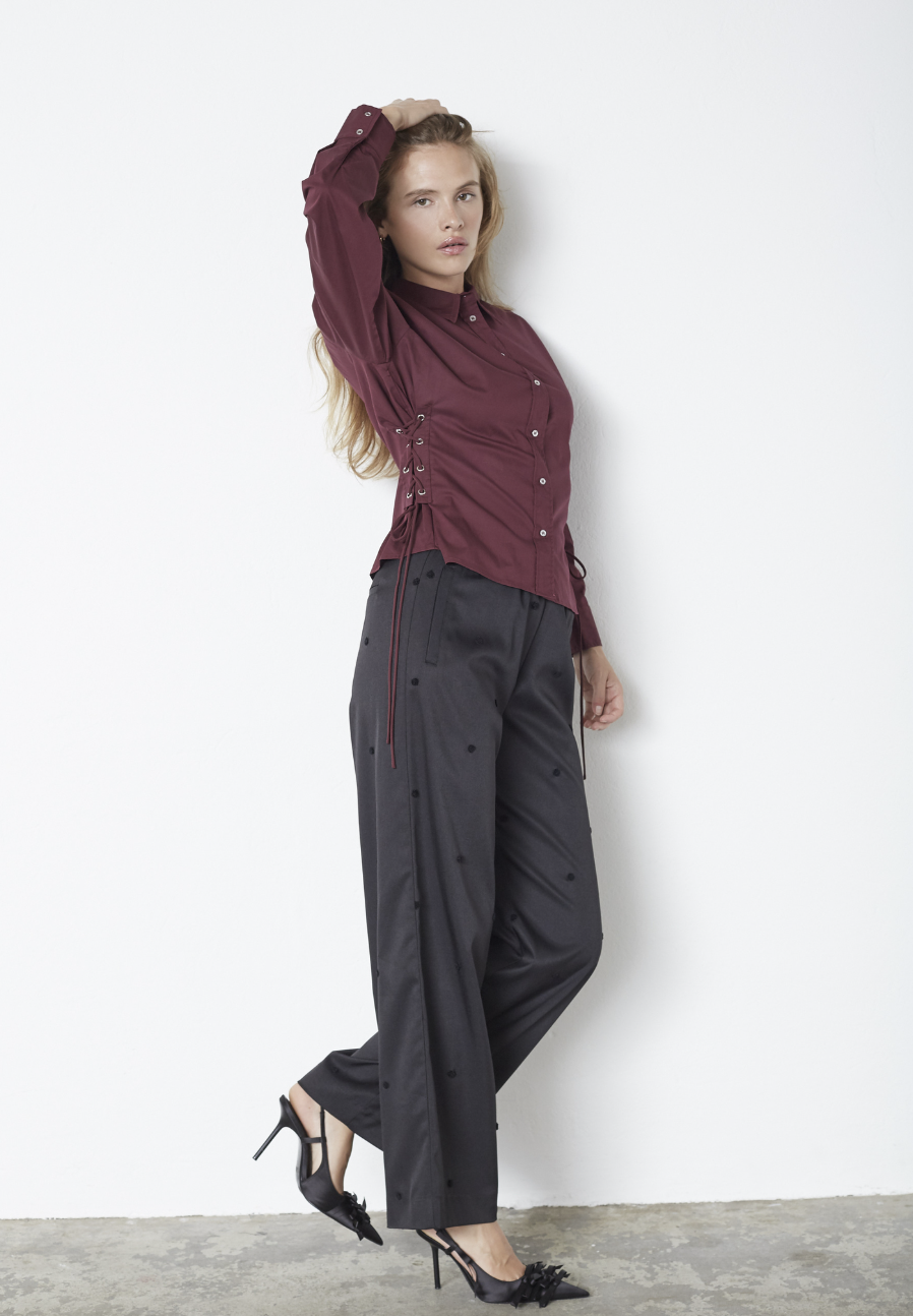 Poppy Eyelet Tie Shirt