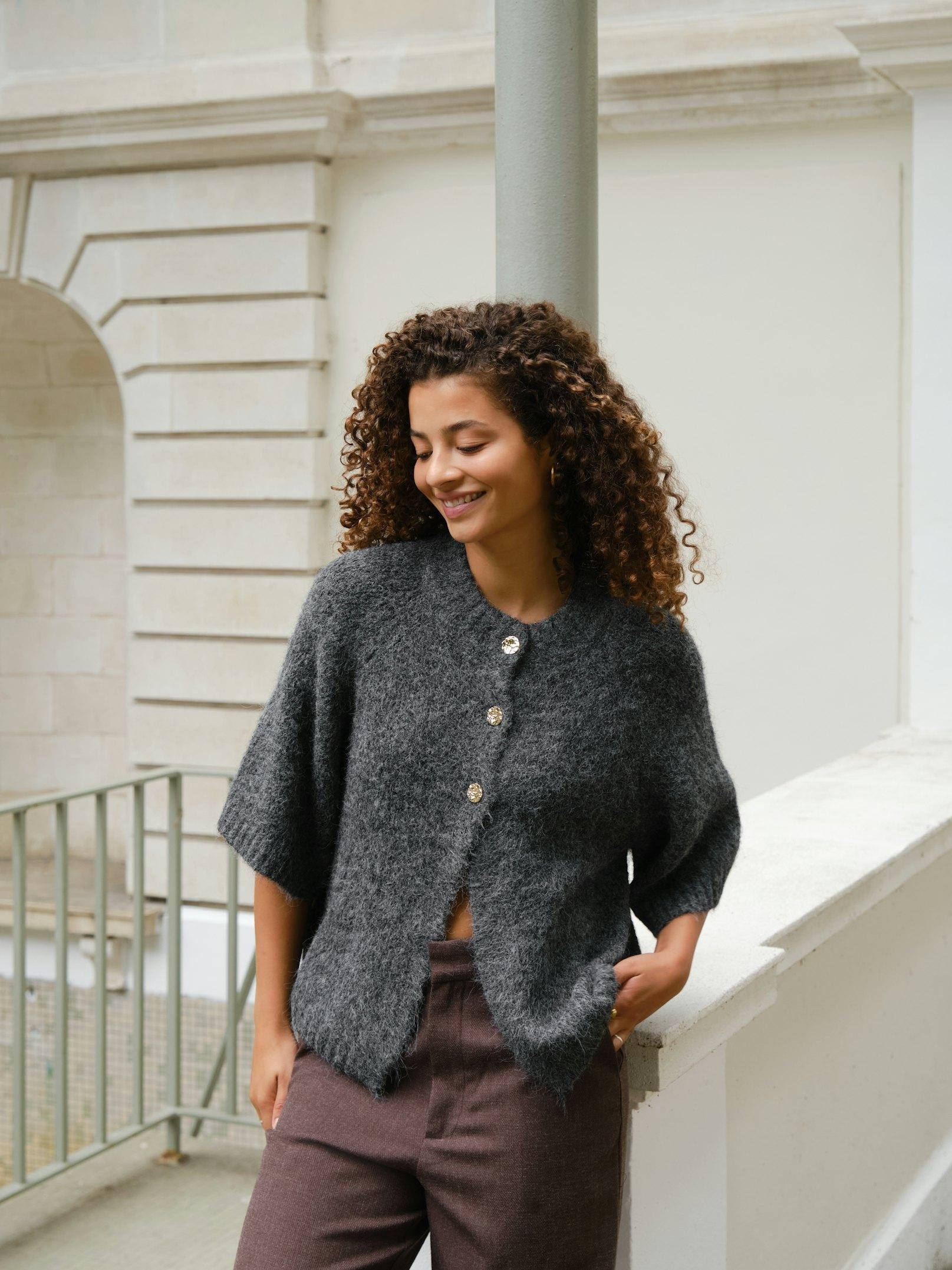 Neo Noir Benuta Fluffy Knit Cardigan