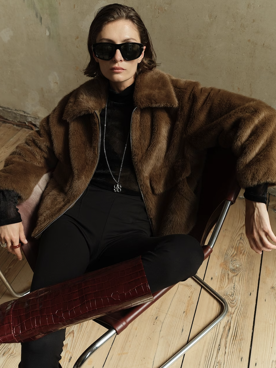 Entity faux fur bomber jacket