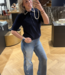 Belvina button up wide leg jeans