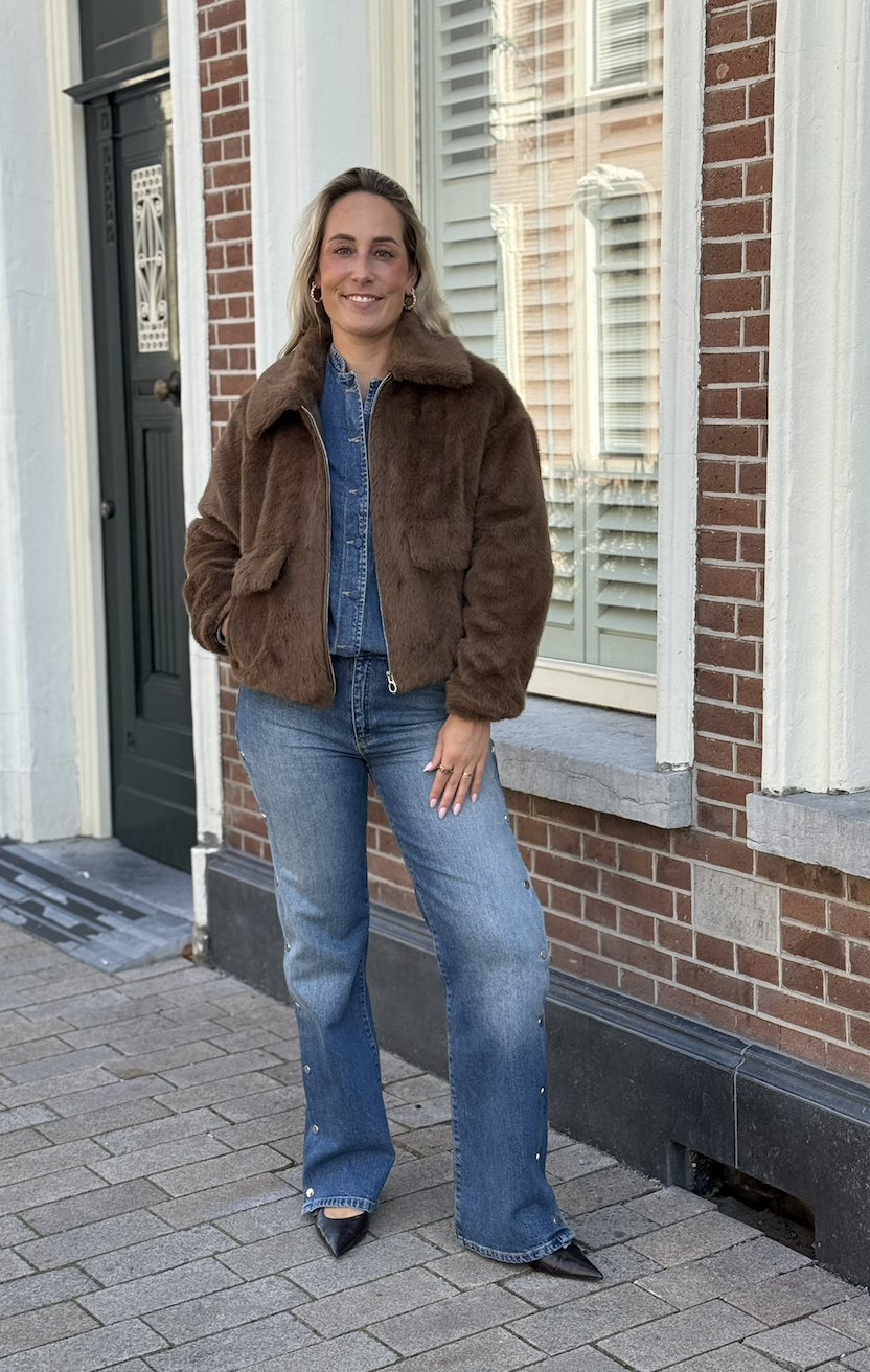 Entity faux fur bomber jacket