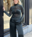 Olya velvet layering mesh top