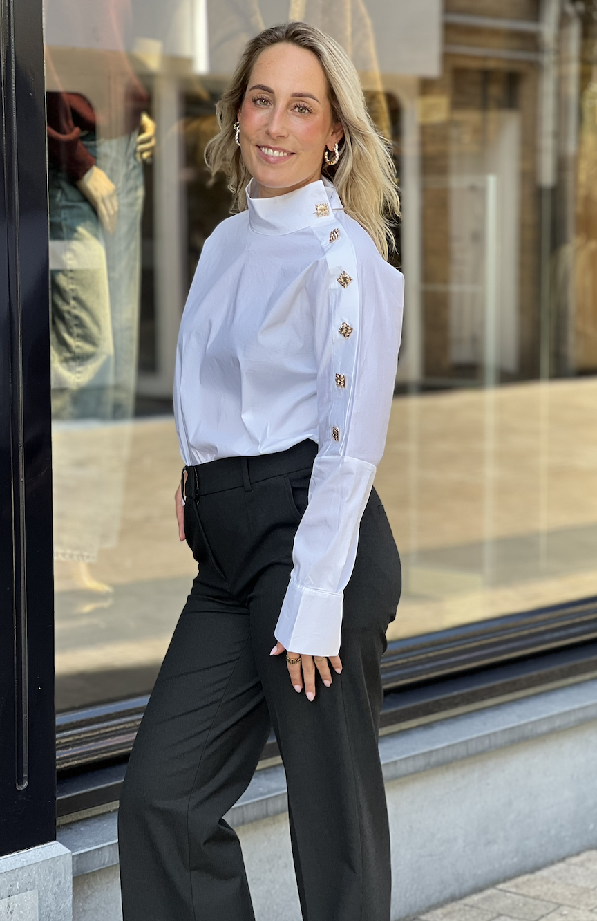 Sanna Asym Button Blouse